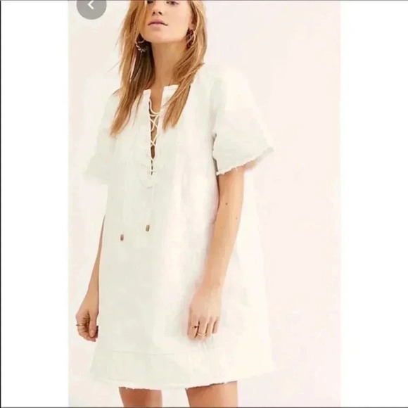 Free People When Hearts Align Denim Mini Dress - Picture 1 of 2